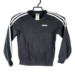 Boys Black Adidas Sweatshirt Crew Neck Long Sleeve Cotton Blend Youth Size XS